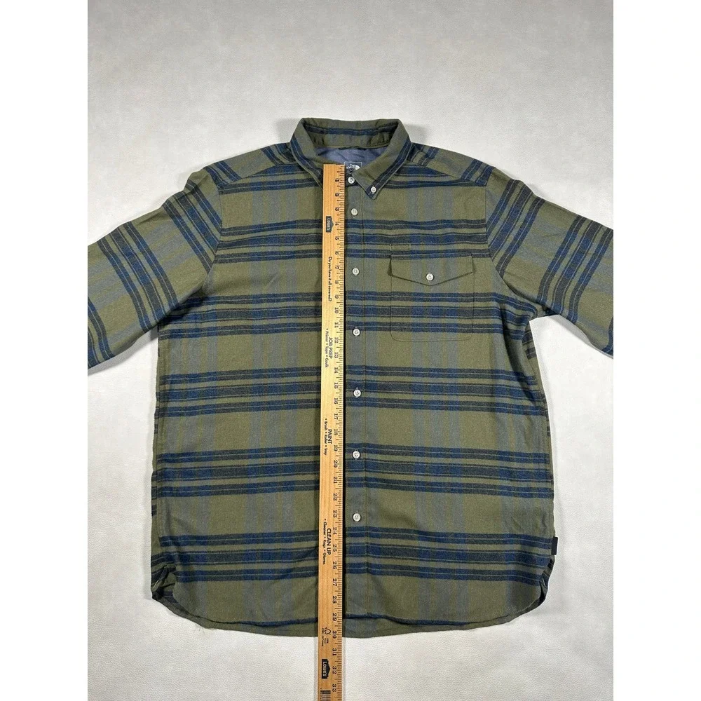 The North Face Mens XL Long Sleeve Plaid Flannel Button‎ Down Shirt Olive Green